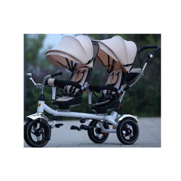 Tricikl za blizance Playtime Twins Krem - Image 3