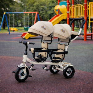 Tricikl za blizance Playtime Twins Krem