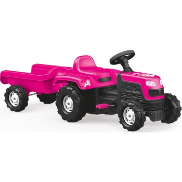 Traktor na pedale sa prikolicom roze Jednorog