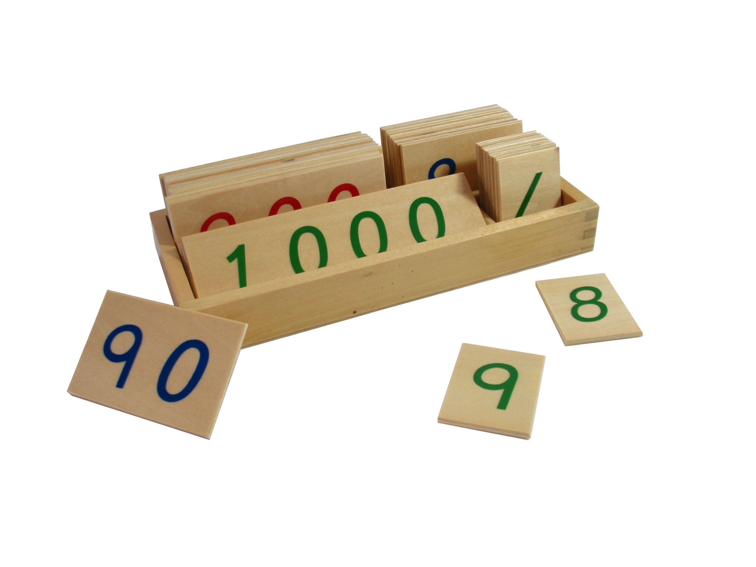 Montesori Drvene numeričke pločice 1-3000 manje sa kutijom