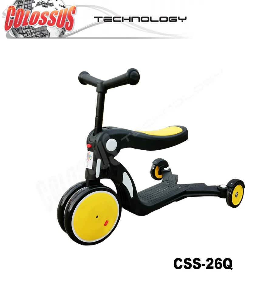 Dečiji trotinet/tricikl/guralica 6u1 CSS-26Q crno/zuta Colossus - Slika 3