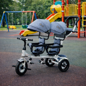 Tricikl za blizance Playtime Twins Sivi