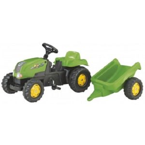 Traktor Rolly Kid sa prikolicom zeleni je vozilo na pedale i dolazi sa lako podesivim sedištem, što dovodi do toga da ovo vozilo biva dugo korišćeno od strane dece