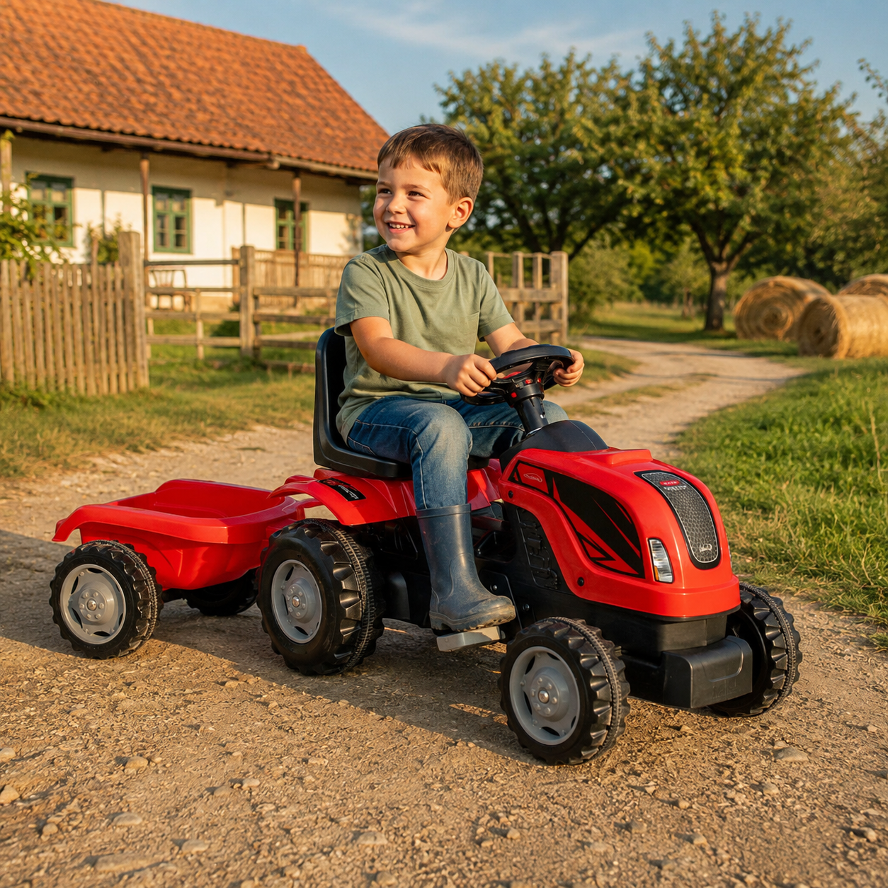 Dečiji traktor na pedale sa prikolicom – model 956 crveni - Slika 6