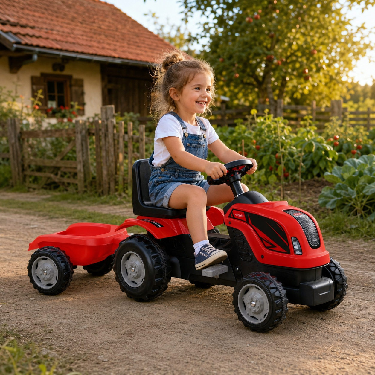 Dečiji traktor na pedale sa prikolicom – model 956 crveni - Slika 8