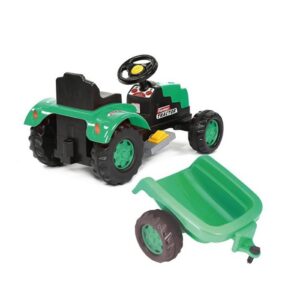 Traktor na akumulator sa prikolicom Zeleni
