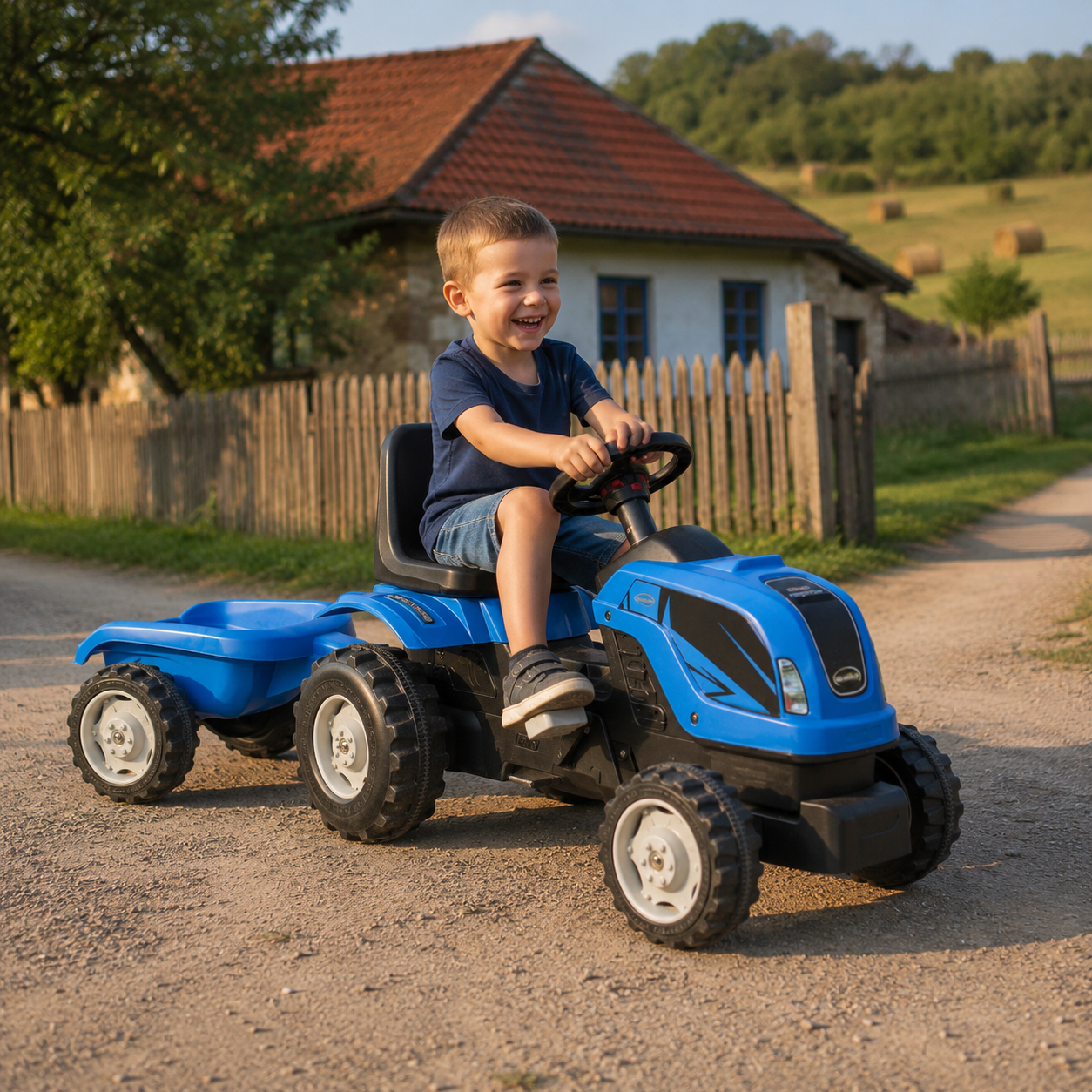 Dečiji traktor na pedale sa prikolicom – model 956 plavi - Slika 7