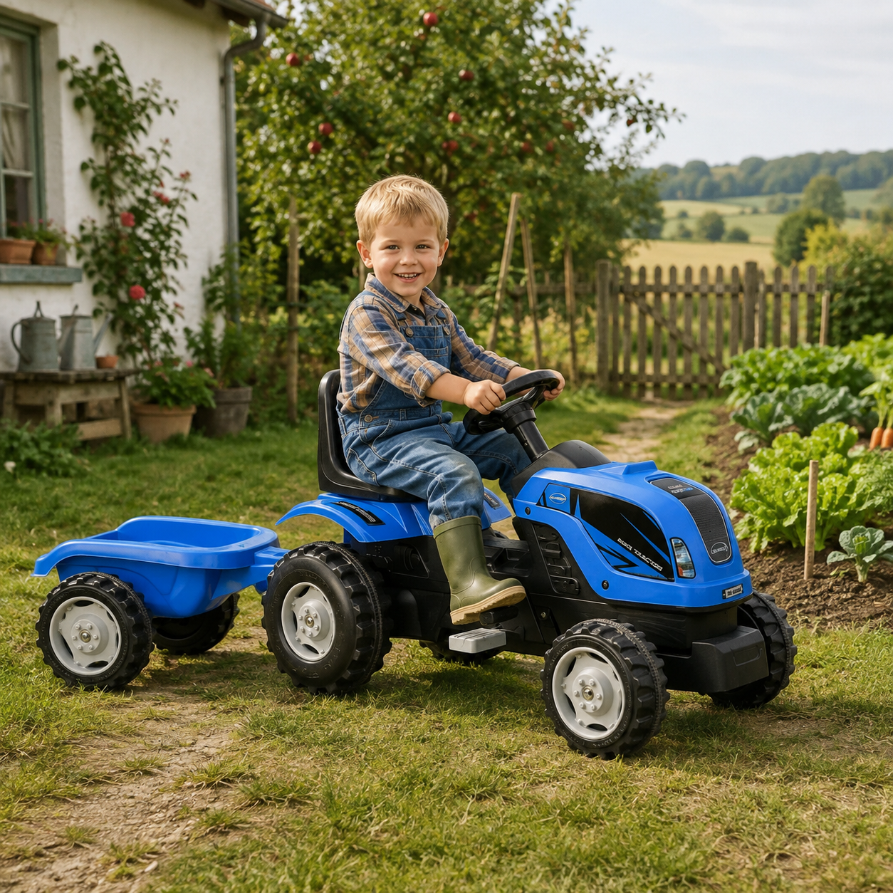 Dečiji traktor na pedale sa prikolicom – model 956 plavi - Slika 8