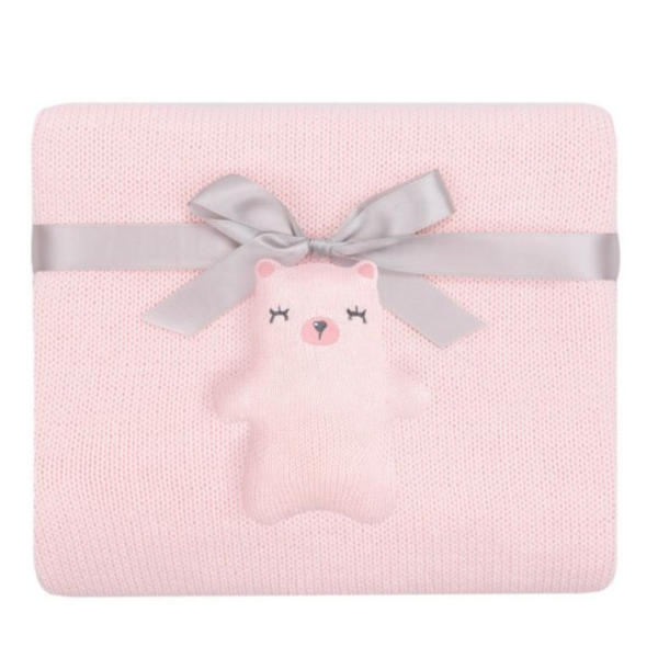 Pleteno baby ćebence Bear pink