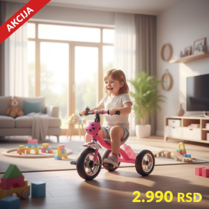 Tricikl Bubamara Playtime 434 roze Za Decu 2-4 Godine