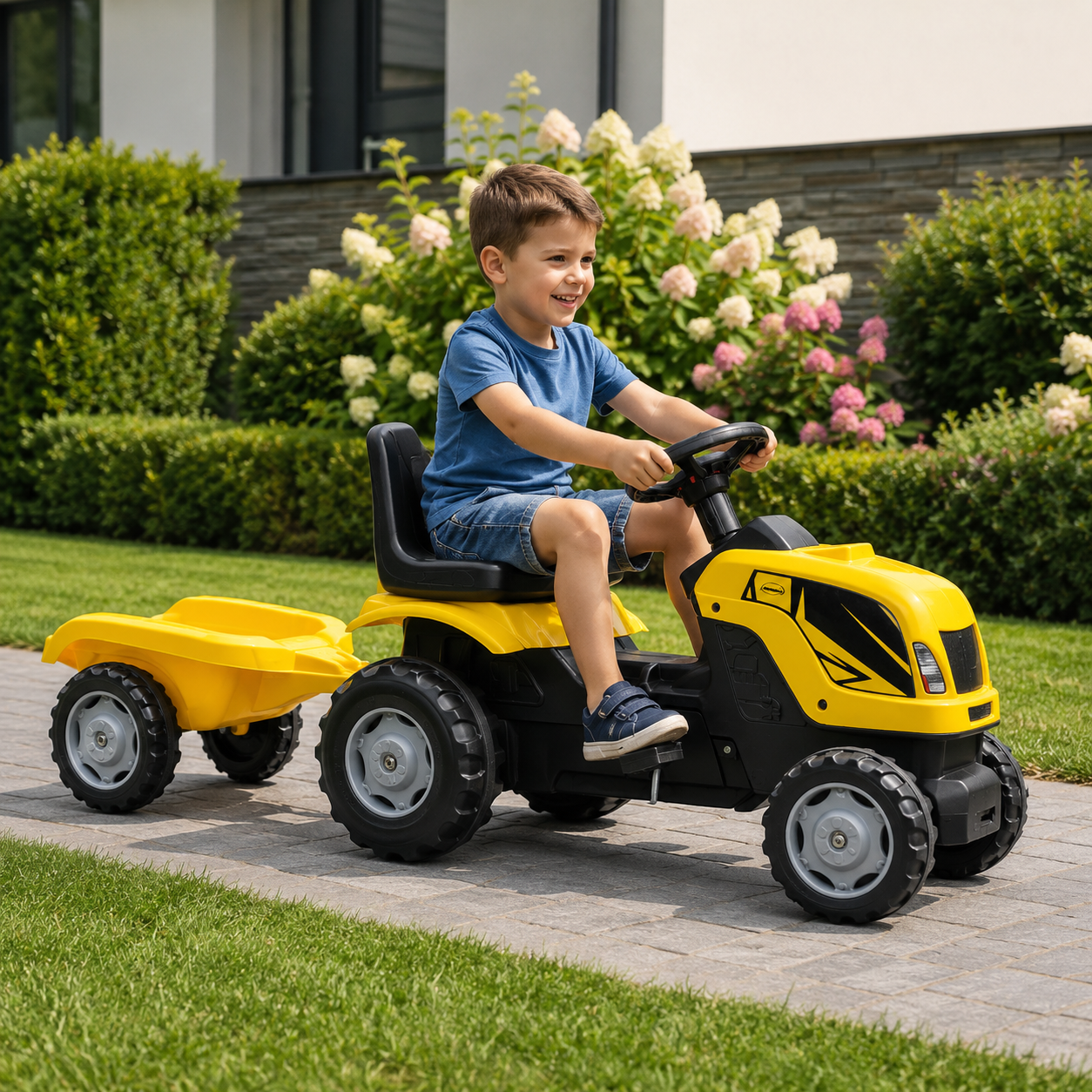 Dečiji traktor na pedale sa prikolicom – model 956 žuti - Slika 5