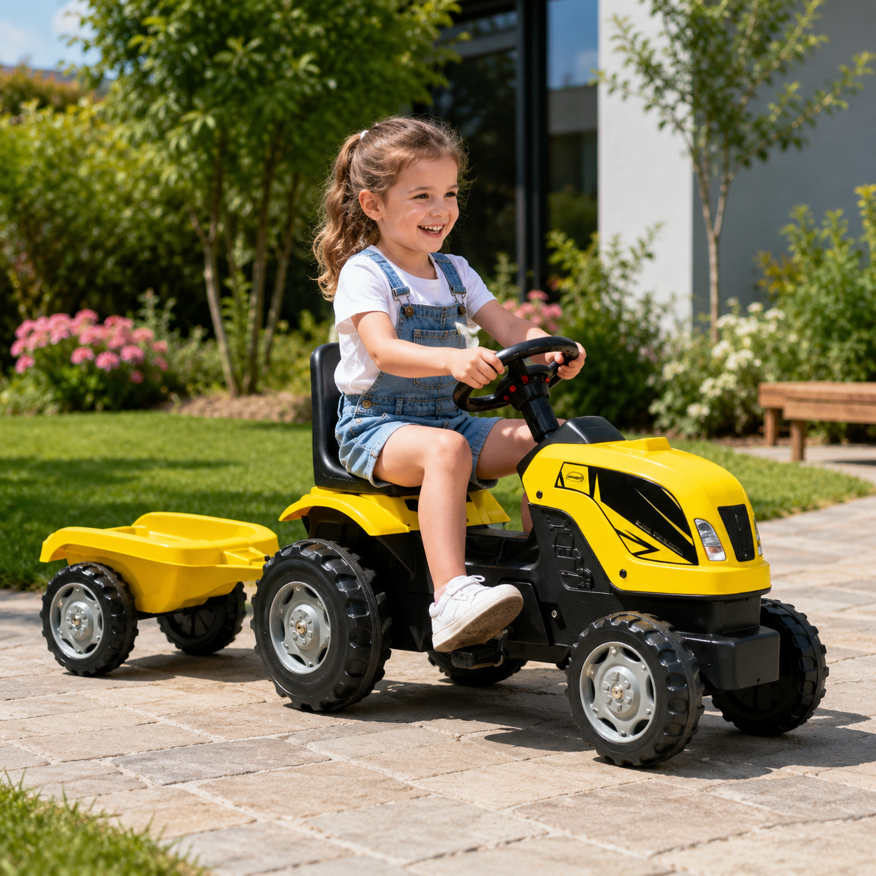 Dečiji traktor na pedale sa prikolicom – model 956 žuti - Slika 6