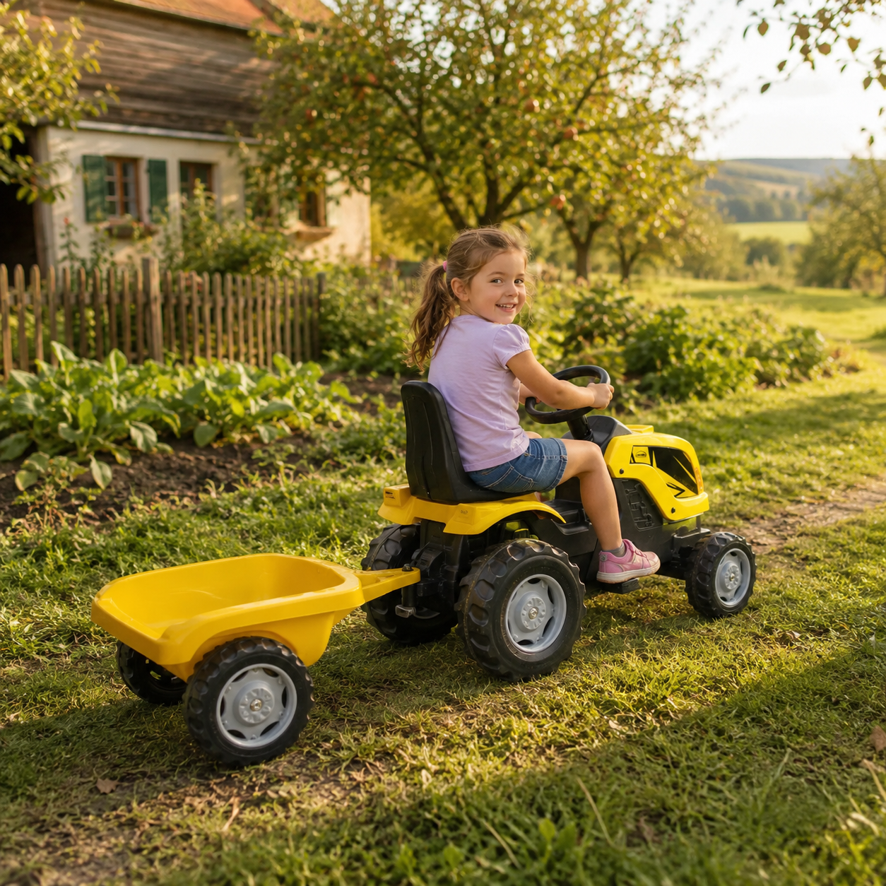 Dečiji traktor na pedale sa prikolicom – model 956 žuti - Slika 7