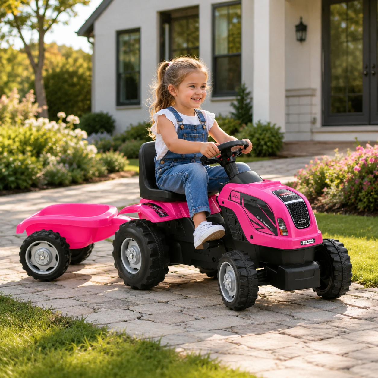Dečiji traktor na pedale sa prikolicom – model 956 roze - Slika 5