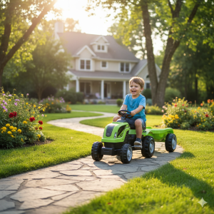 Traktor za decu sa prikolicom zeleni