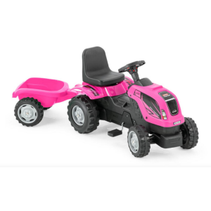 Traktor za decu sa prikolicom roze