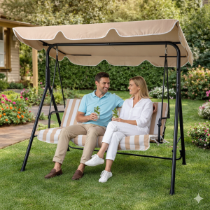 Baštenska ljuljaška bež bela