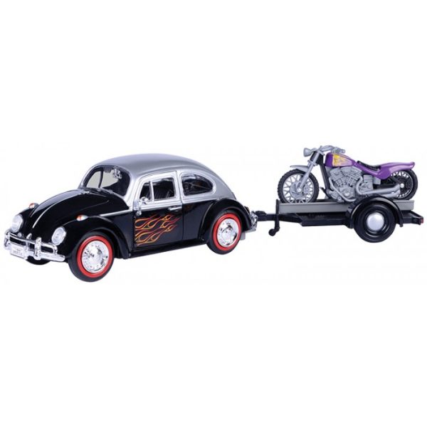 Metalni auto 1:24 Volkswagen Beetle Motorible Trailer