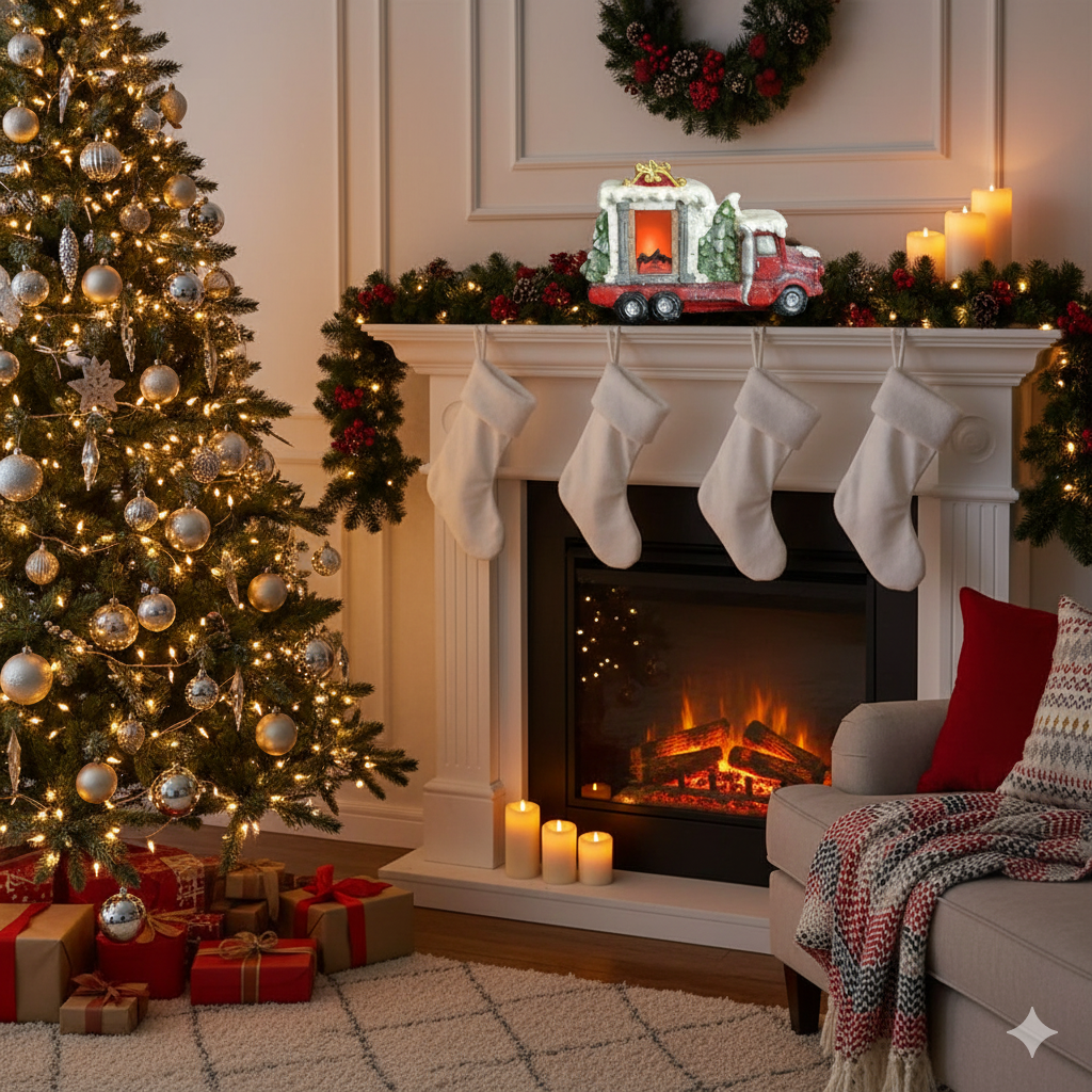 Novogodisnji ukras Bozicni kamion sa led efektom - Slika 2