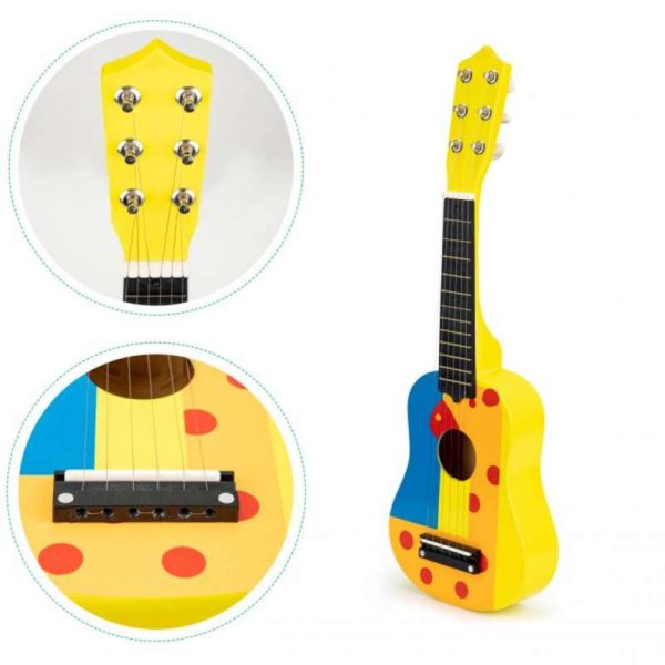 Drvena gitara za decu Cube Yellow - Image 5