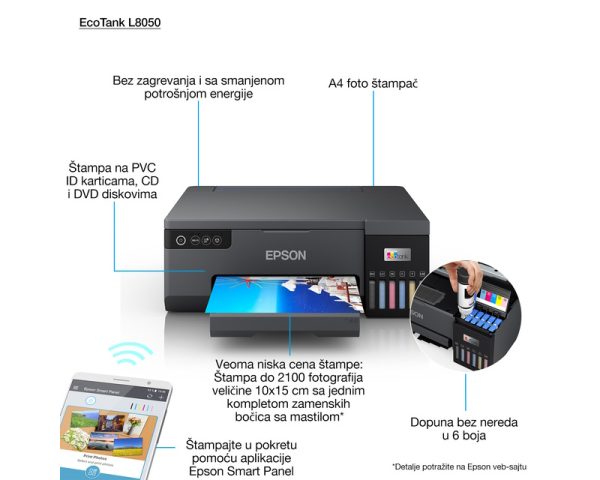 Foto inkjet štampač bežični L8050 EcoTank ITS (6 boje) Epson - Image 4