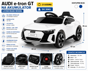 Auto na akumulator Licencirani AUDI E-TRON GT beli