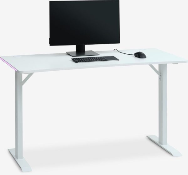 Gejmerski sto led BJERG 65x135 bela - Image 2