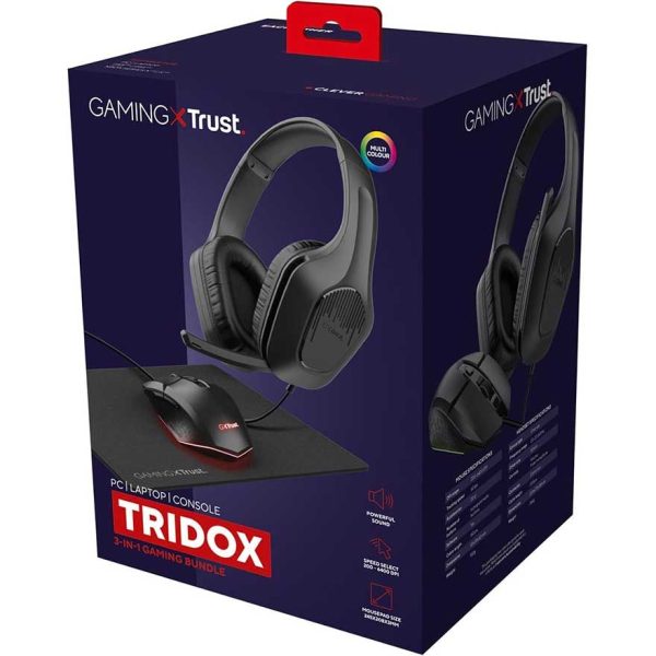 Miš + slušalice + podloga Trust GXT 790 Tridox 3u1 Black - Image 2