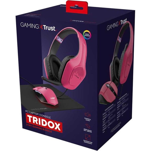 Miš + slušalice + podloga Trust GXT 790 Tridox 3u1 Pink - Image 2