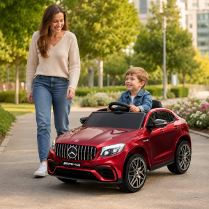 Licencirani Mercedes-AMG GLC 63 S Coupe dečiji auto – metalik crveni