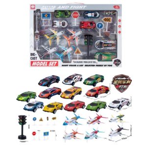 Set trkačkih automobila i aviona