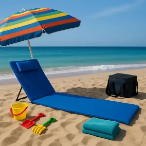 Ležaljka sklopiva za plažu 140x39cm plava LP-722000P