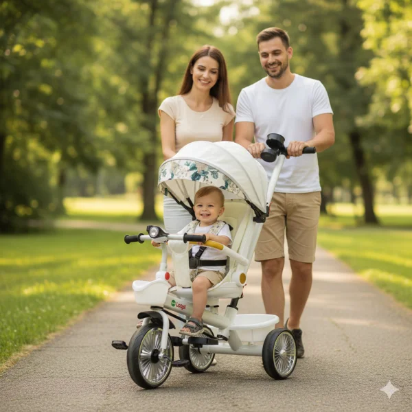Tricikl Playtime 4003 Sweet Ride sa rotirajućim sedištem beli - Slika 6