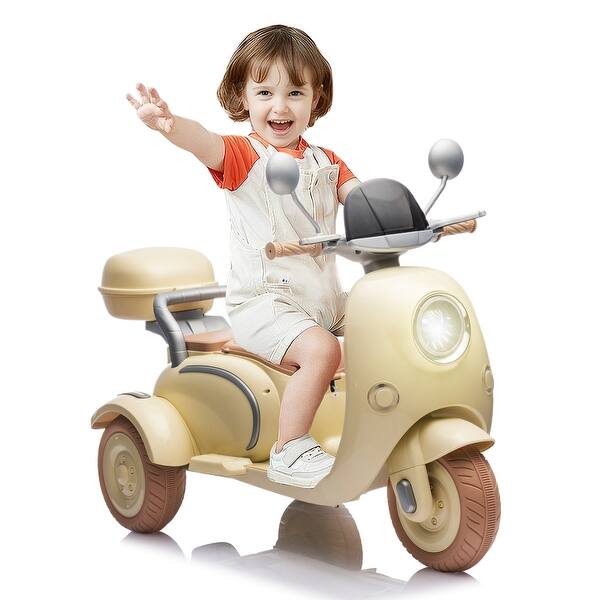 Dečiji retro skuter 151 za dvoje dece bež - Slika 2