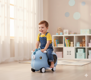 Dečija guralica kofer 475 plava– 2u1 model