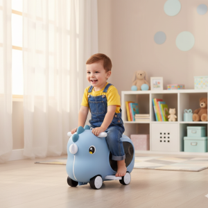 Dečija guralica kofer 475 plava– 2u1 model