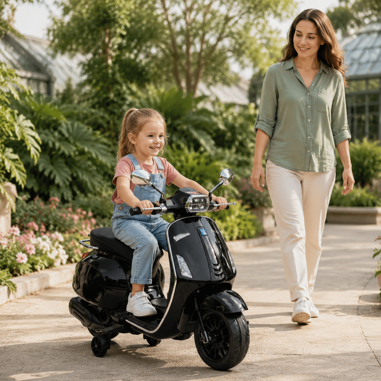 Licencirani Vespa TS-480 dečiji motor na akumulator – crni - Slika 4