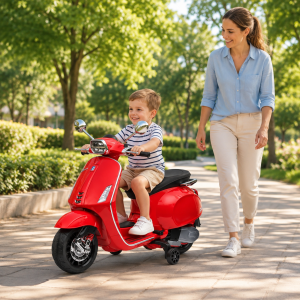 Licencirani Vespa TS-480 dečiji motor na akumulator – crveni
