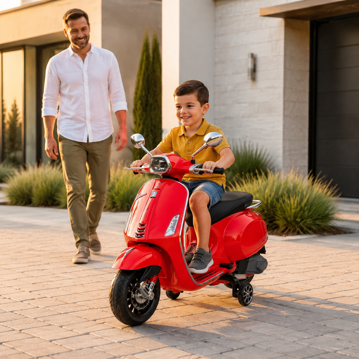 Licencirani Vespa TS-480 dečiji motor na akumulator – crveni - Slika 2