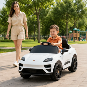 Licencirani Porsche Macan SUV dečiji auto na akumulator – beli