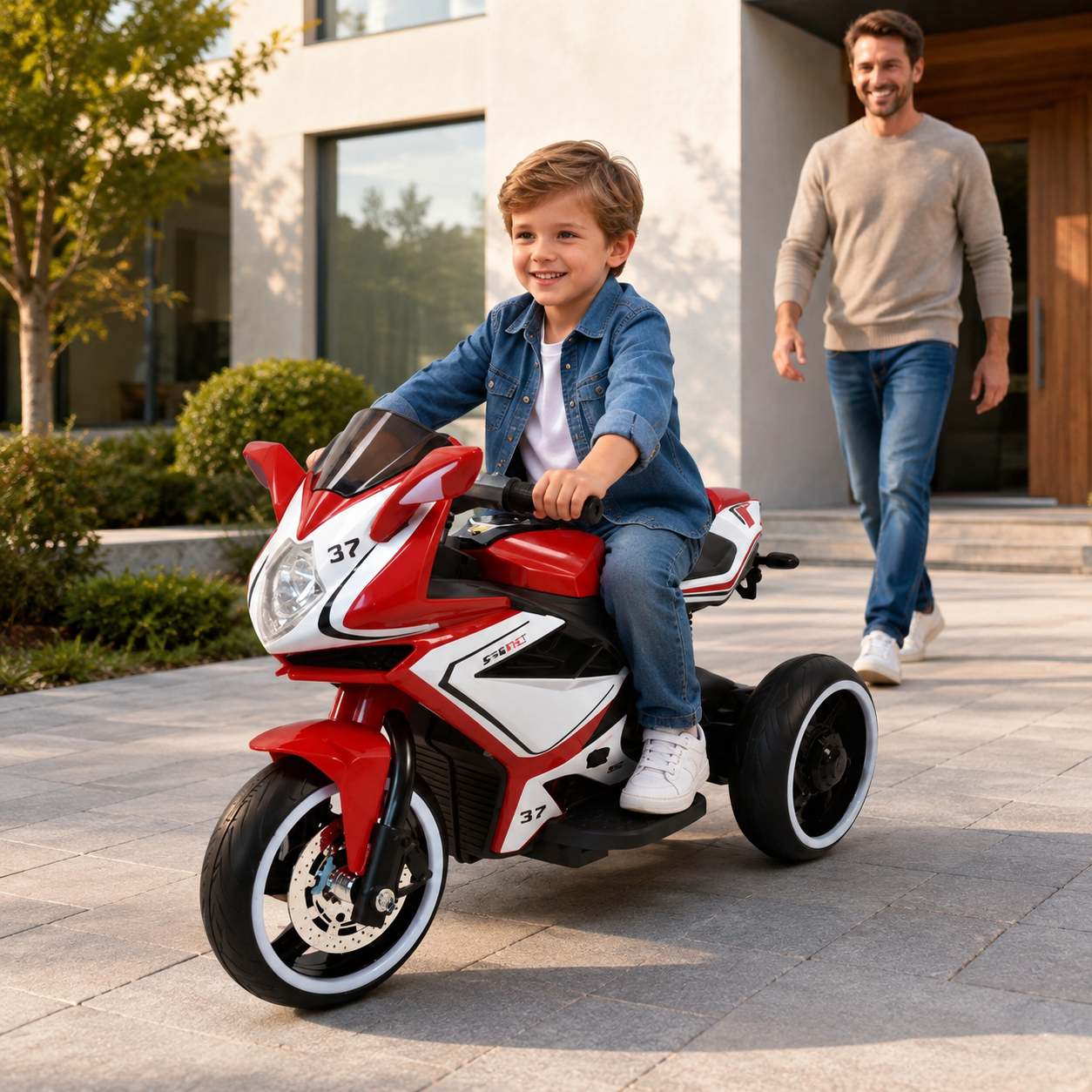 Dečiji motor na akumulator sa tri točka TS-078-3 – crveni - Slika 2
