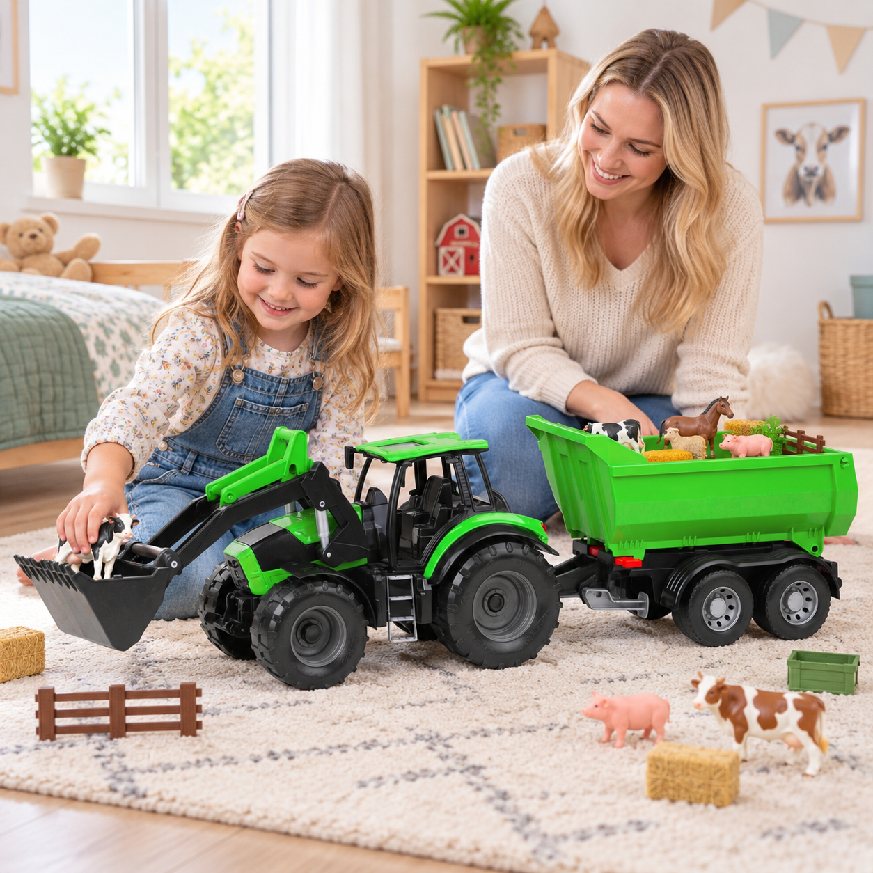 Lena Worxx Deutz-Fahr traktor sa kašikom i prikolicom 904105 - Slika 4
