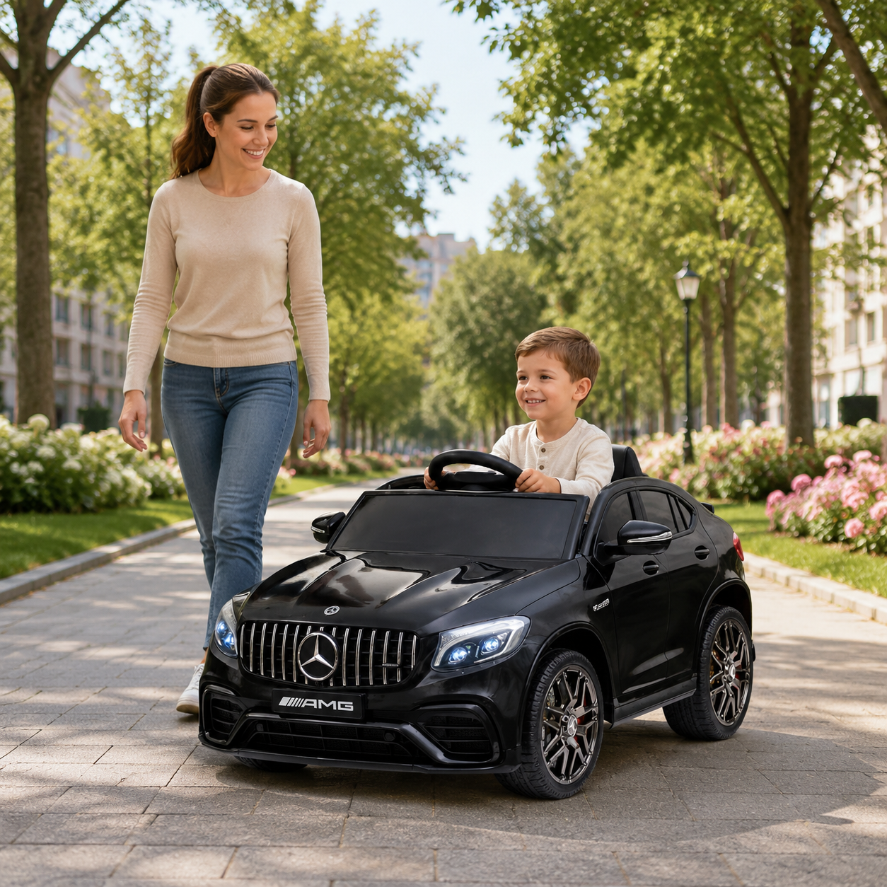 Licencirani Mercedes-AMG GLC 63 S Coupe dečiji auto – crni - Slika 3