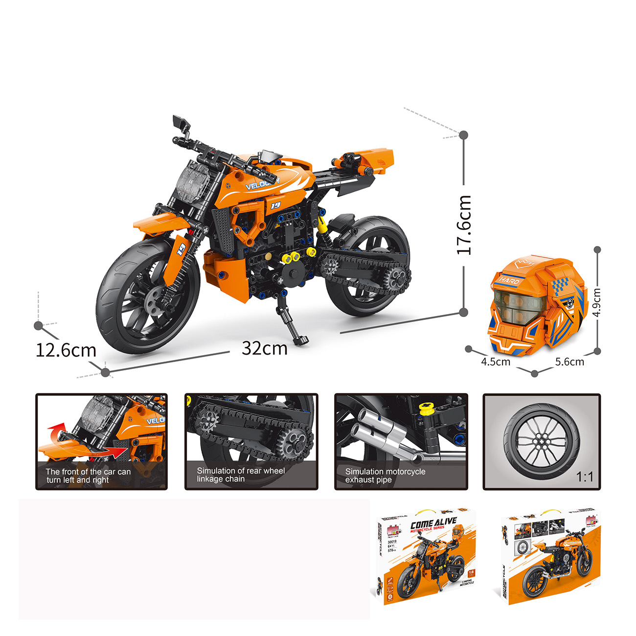 Komplet za gradnju Narandžasti motor – 578 delova - Slika 2