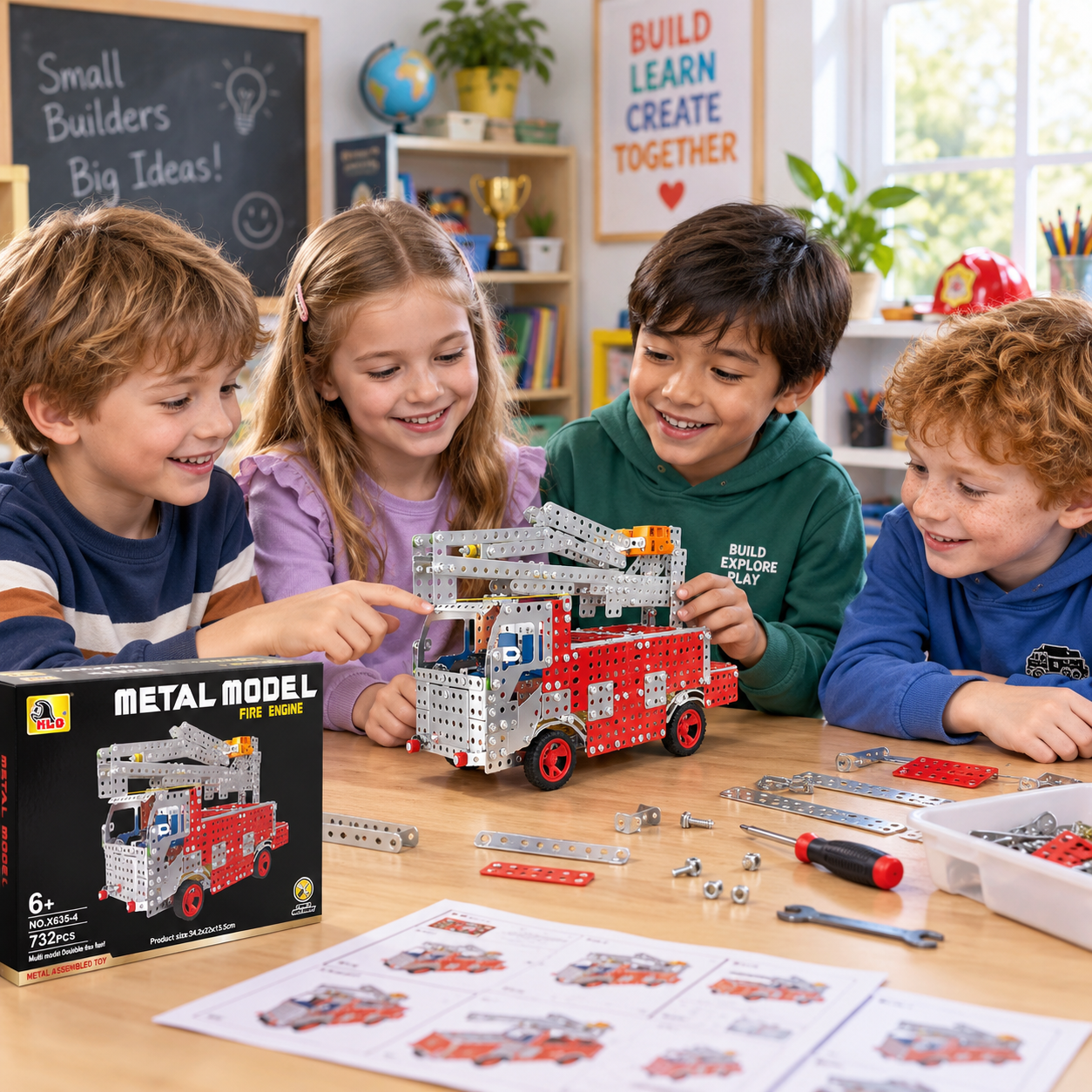 DIY vatrogasni kamion – konstruktorski set od 732 dela - Slika 4